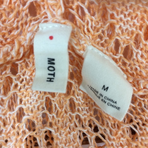 Anthropologie Orange Crochet Top w/ Hoodie Size S - Picture 4 of 4